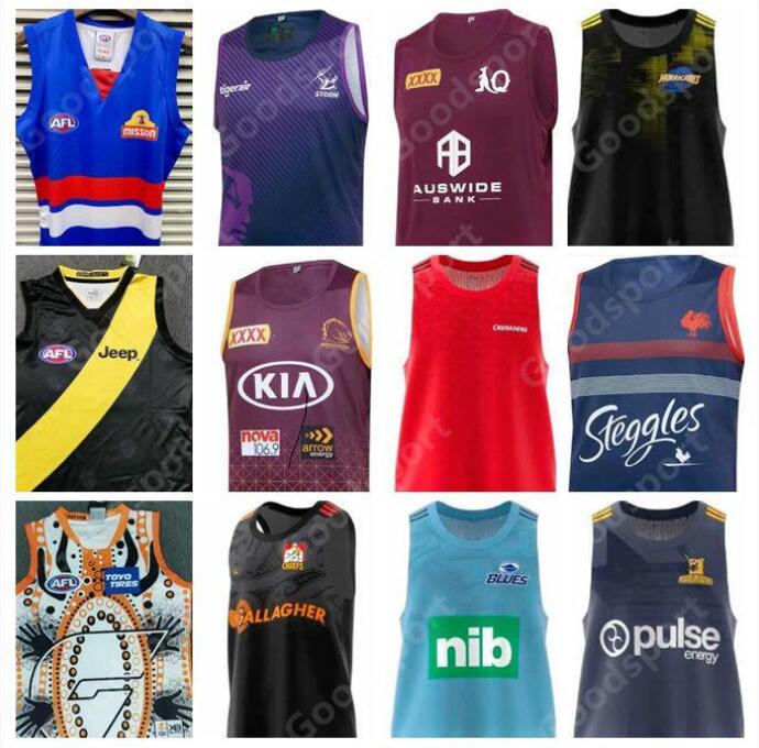 

2020 RUGBY Vest Maroons HIGHLANDERS ROOSTERS Storm Hurricans Crusaders Bronco Chief Blue Giant Richmond Tiger AFL Western bulldog Jerseys 21, Yellow