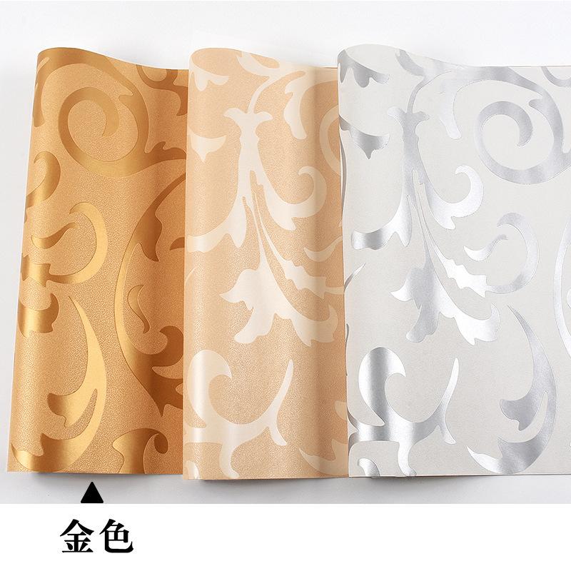 

Modern Simplified 3D TV Background Wall Wallpaper Living Room Bedroom European-Style Golden Crochet Leaf Wallpaper, Gold