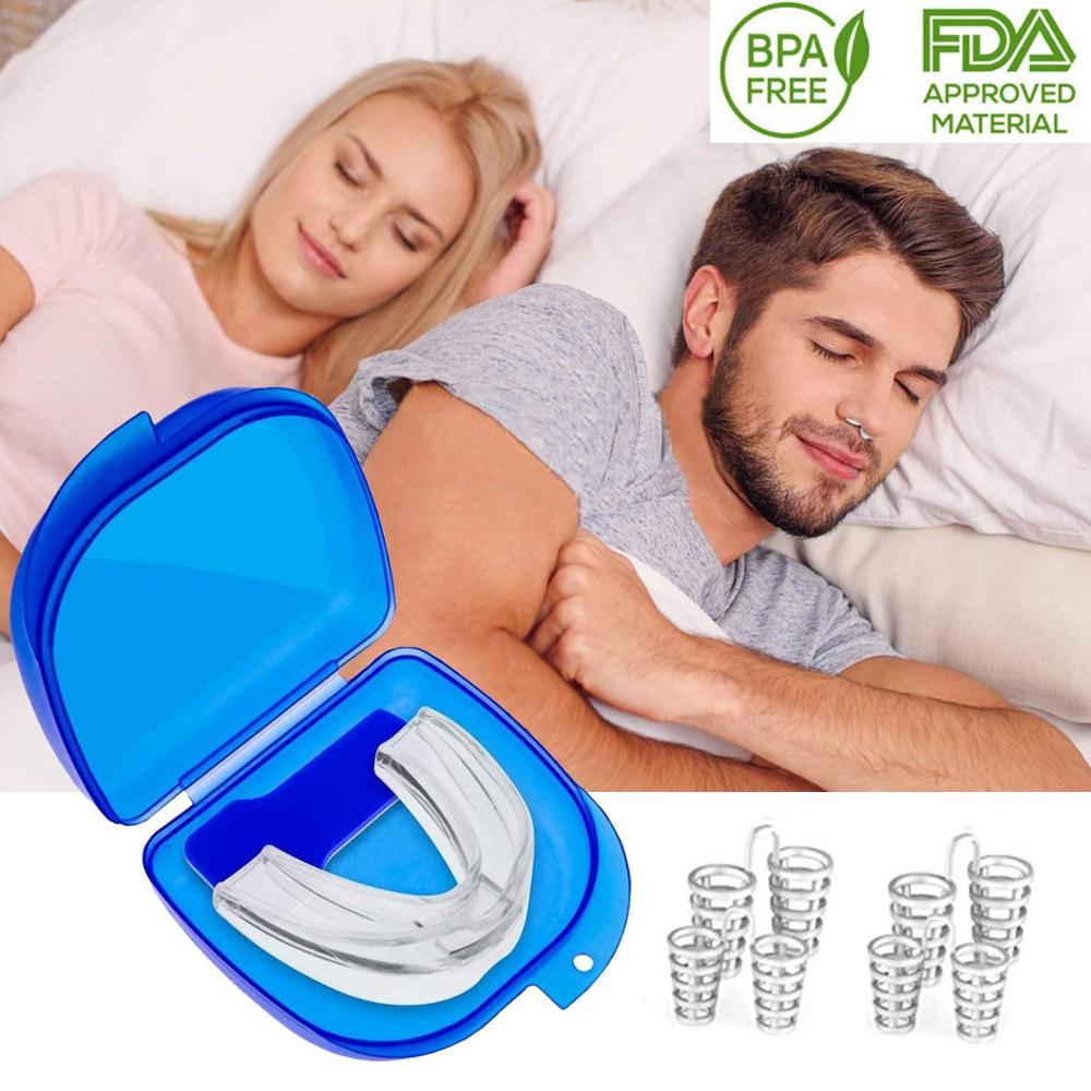 

Anti Snoring Devices 4 Snoring Stopper Nasal Dilators-1 Anti Snoring nose clip Mouthpiece Sleep Mouth Guard Snore Stopper Set