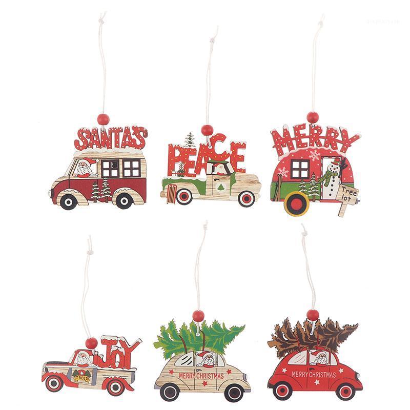 

3pcs/set Christmas Decoration Wooden Pendants Old Car Pattern Pendant Christmas Tree Ornaments1