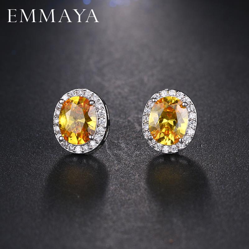 

Stud EMMAYA Cute Sliver Color Micro Inlay Oval Shape Cubic Zirconia Earrings For Fashion Women Party Jewels