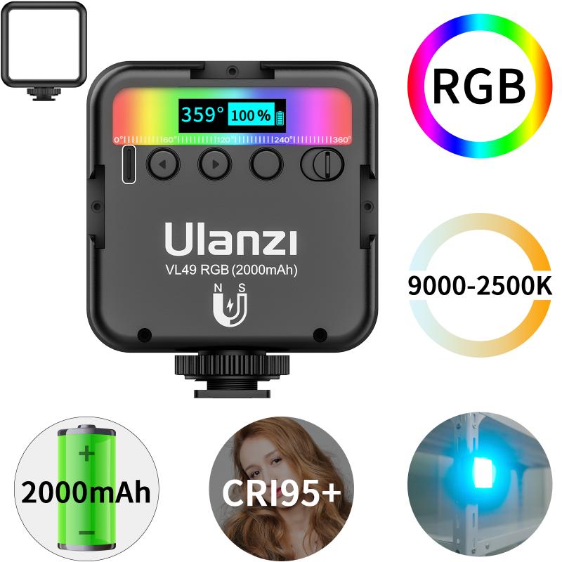 

Ulanzi Full Color Pocket RGB LED Video Light 2500-9000K With Cold Shoe Photographic Lighting Vlog Fill Light For SLR DSLR Camera