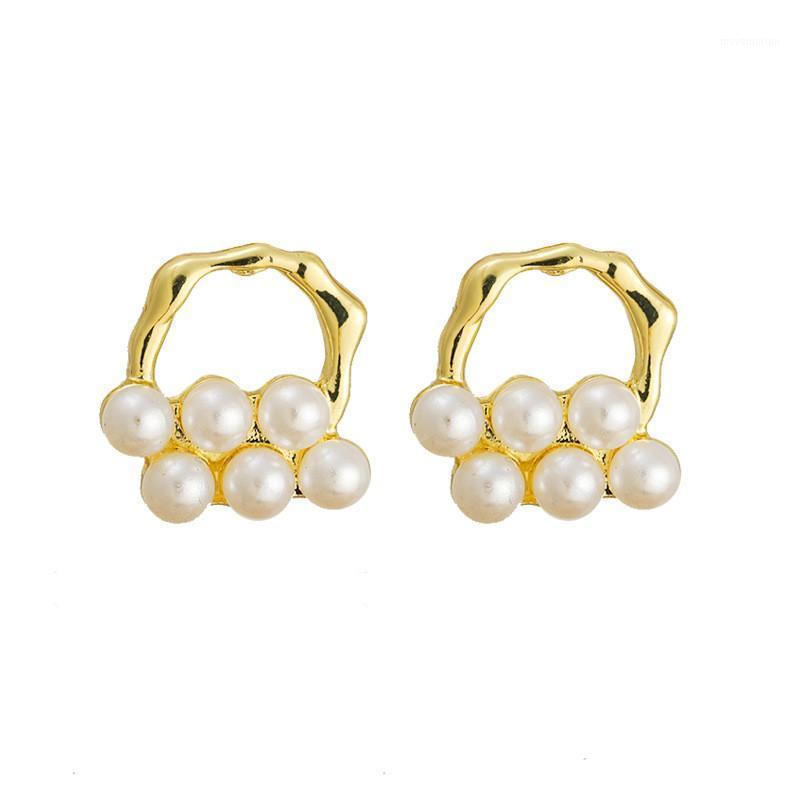 

Korea Fashion Pearl Geometry Stud Ear Ring for Women Luxury Elegant Simple Temperament Exquisite Earrings Jewellery Gift New1