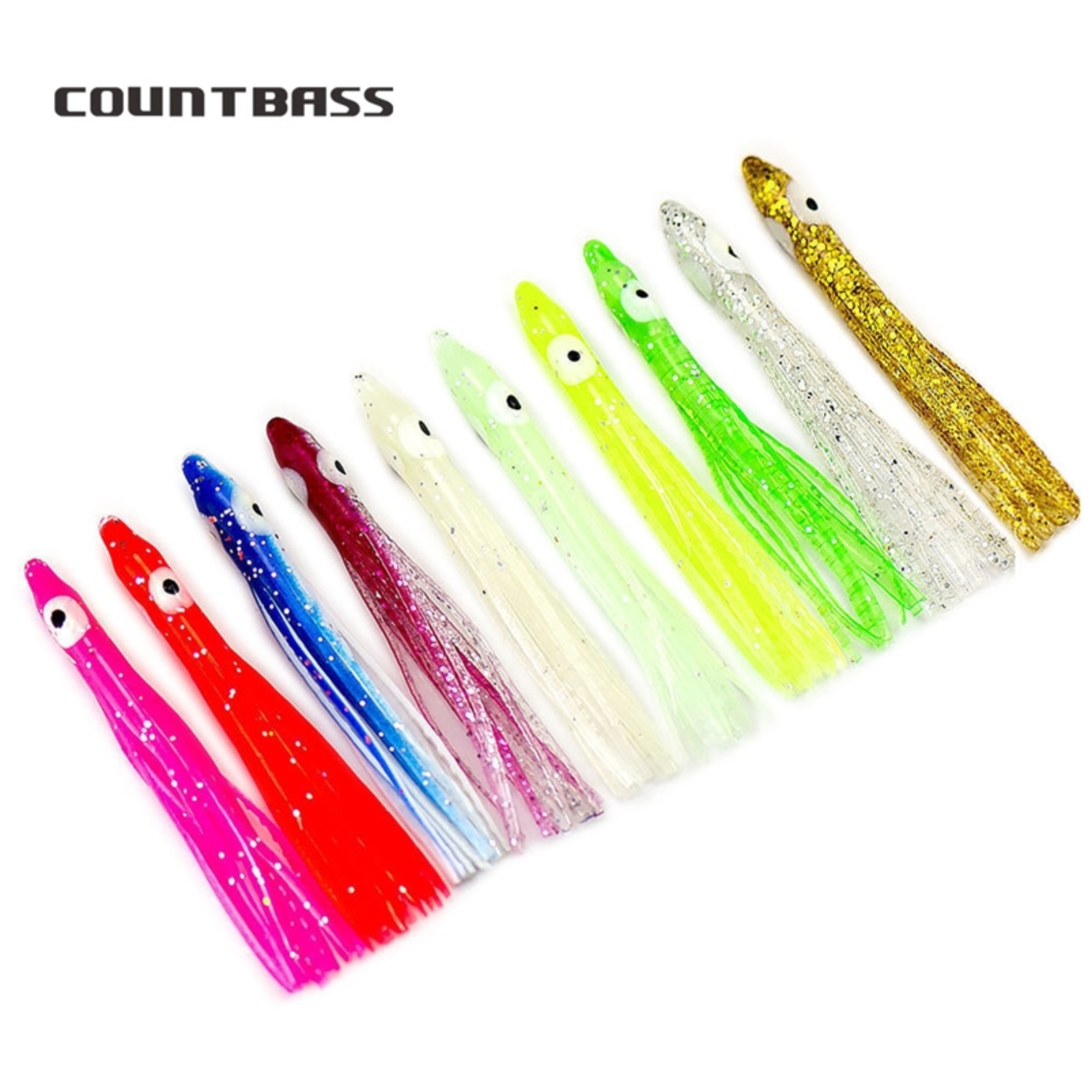 

100pcs COUNTBASS 4cm 6cm 10cm Needle-shaped Squid Skirts, Soft Octopus Baits Lure,Tackle Craft for Jigging Assist hooks 220121