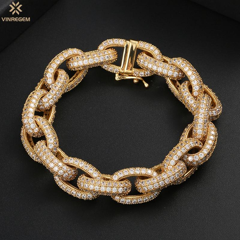 

Other Bracelets Vinregem Hip Hop Rock 925 Sterling Silver 10MM Created Moissanite Gemstone Luxury O Word Chain Fine Jewelry Wholesale