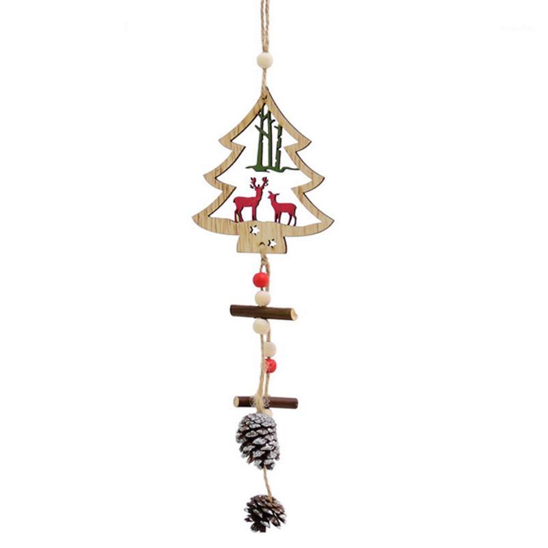 

Christmas Tree Wooden Pendant Nordic Style Long Hanging Ornament Hollow Tags Home Party Decoration Christmas Tree1