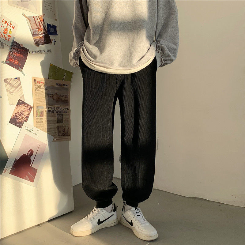 

Trousers 2021 Men's Spring and Winter New Self-cultivation, Retro Pants, Short, Haphazard Young ATTX, Black
