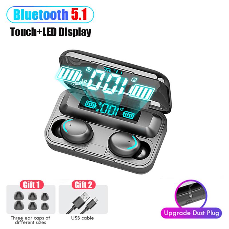 

New F9 TWS Wireless Bluetooth Earphones Headphones 5.1 Touch Binaural Call Waterproof Earphone With 2000mAh charging box, Black
