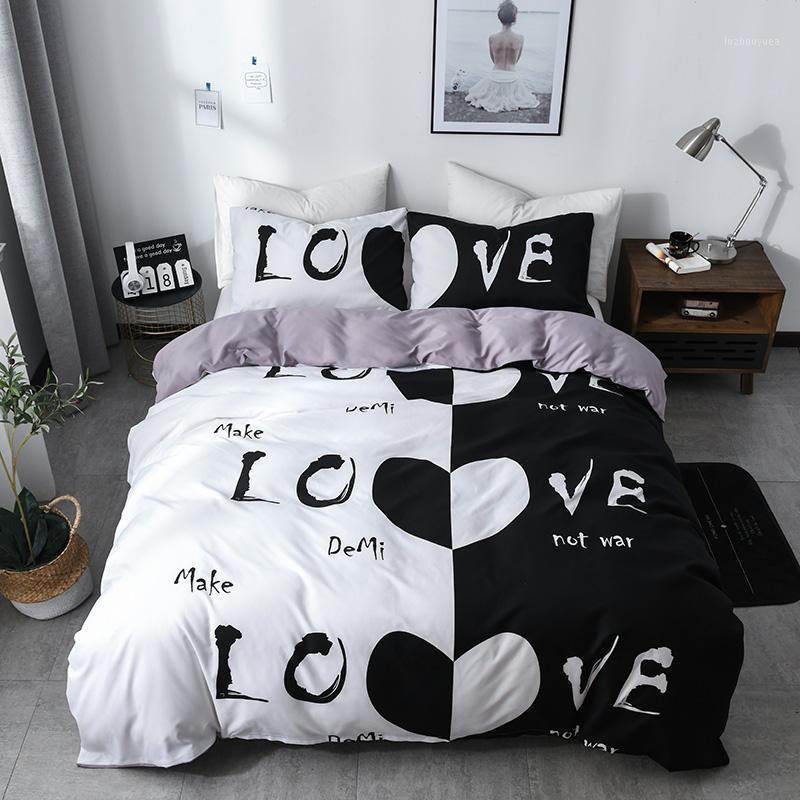 

Couple Bedding Set Polyester Duvet Cover Set with Zipper Closure 1 Quilt Cover + 1/2 Pillowcases US/EU/AU Size Bed Linen1, No.4