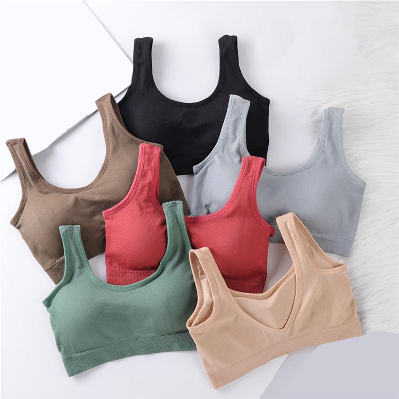 

One Piece Fitness Bra Women Fashion Yoga Sport Breathable Brassiere Running Comfortable Wireless Solid Underwear, Black