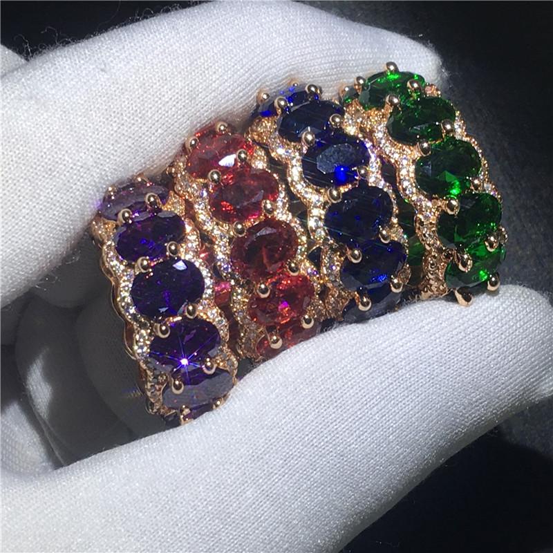 

Vecalon 4 colors Statement ring Rose Gold Filled 925 silver Ring Cz Party Wedding band rings for women Finger Jewelry