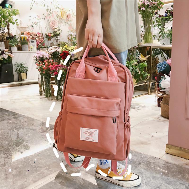 

Backpacks For Women 2021 Summer Brand New Casual Cartoon Print Canvas Backpacks Female Students School Shoulder BagsS, Black