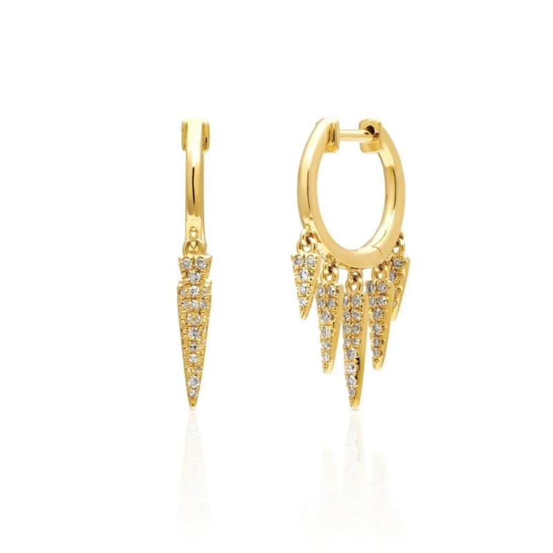 

LOZRUNVE Dainty 925 Silver Gold Vermeil Pave Diamond CZ Spike Charm Hoop Earring