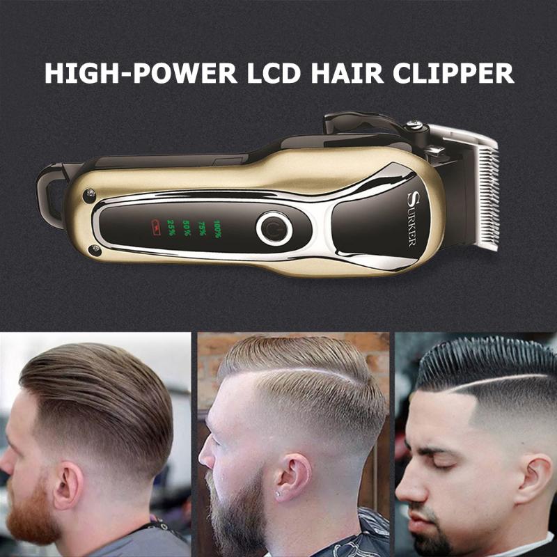 

LCD Hair Trimmer Household Electric Hair Clippers Cut Machine Men Beard Shaver ow Noise Multifunction Clipper EU