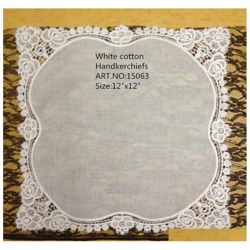 

home textile fashion ladies handkerchief 12pcs/lot 12x12"white soft 100%cotton wedding handkerchief embroidered roses lace hankies for x5GA