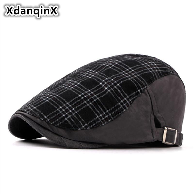 

XdanqinX Men's Hat Spring Summer Retro Cotton Berets Unisex Adjustable Size Simple Brand Caps Duck Tongue Cap For Women, White