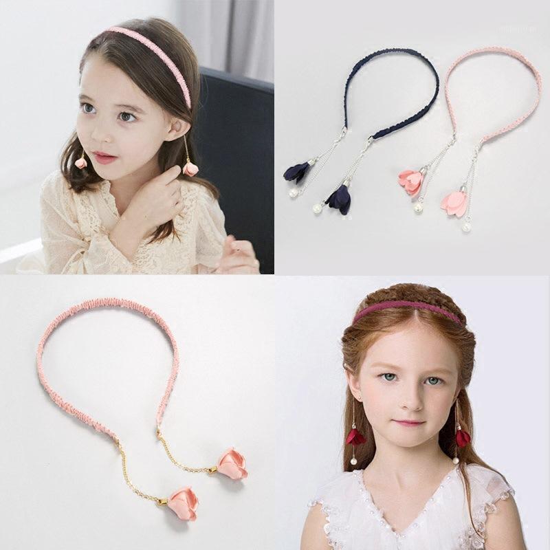 

New Design Girls Hair Accessorie Baby Fashion Retro Tassel Fake Earrings Hair Hoop Kids Band Fur Ball Rhinestone Headdress1