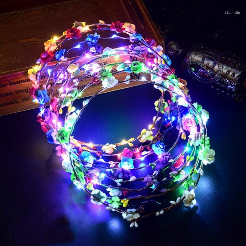 

New Novelty Led Flashing Flower Headband Hair Ornament Hairband Glowing Light Floral Wreath Children Girls Toys Christmas Party1, Red