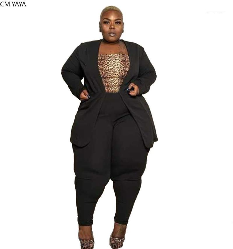 

Plus Size XL-4XL Women Winter Women Set Tracksuit Blazers Pants Suit Two Piece Set Office Lady Business Uniform Outfits GL7101, Black