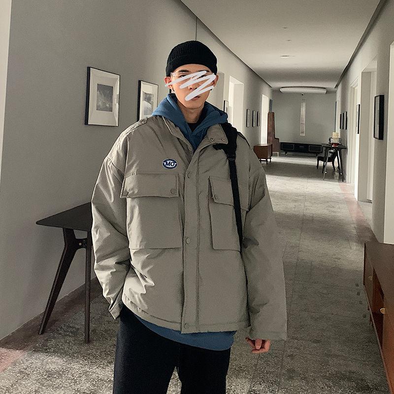 

2020 Winter New Youth Fashion Men's Multi-pocket Loose Large Size Cotton-padded Clothes Fashion Casual Jacket -XL, Black