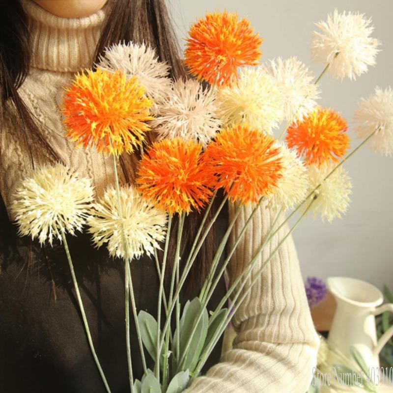 

1pc artificial dandelion plastic flower ball home bedroom table decoration fake flower wedding hand holding birthday gift