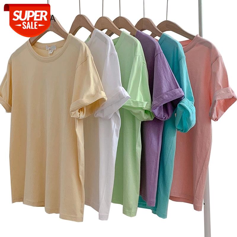 

Summer Basic Solid T-shirt Women Cotton Short Sleeve Female Tshirt Harajuku Casual Lady Girl Tee Tops New Fashion Women T Shirt #sN6w, White