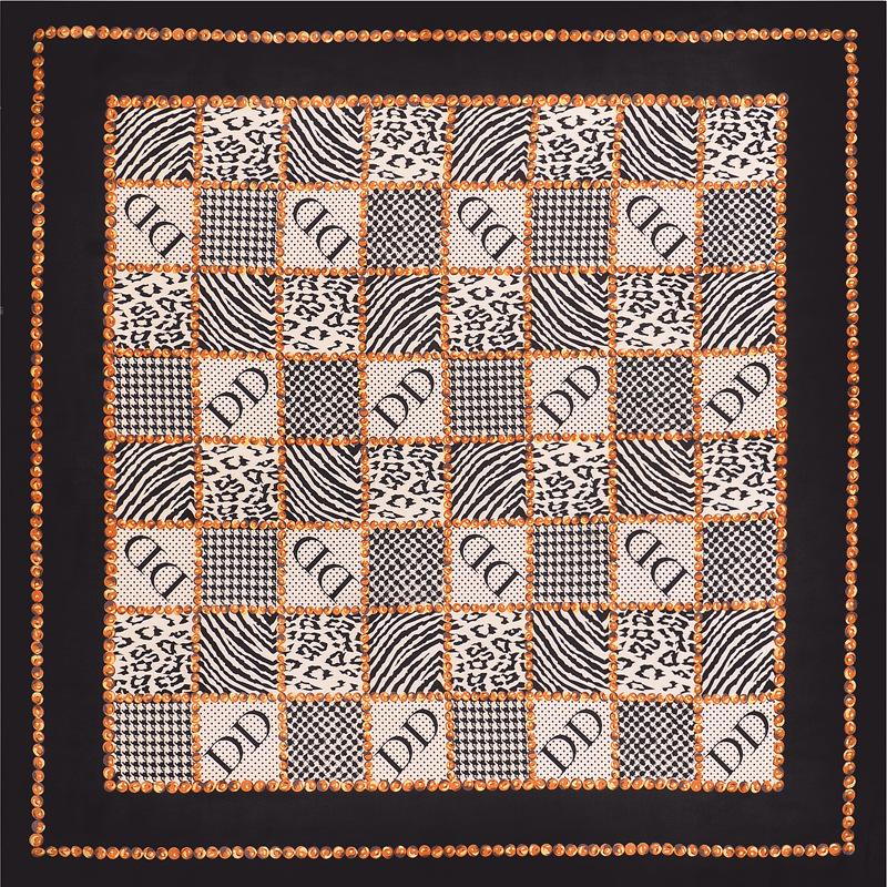 

Scarves Design Plaid Letter Leopard Stitching 60*60cm Silk For Ladies Striped Hijab Shawl Brand Scarf Drop