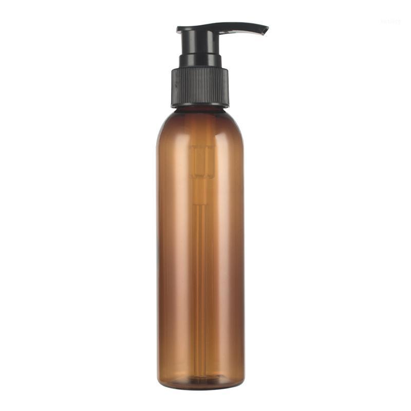 

30pcs 150ml refillable lotion bottles amber bottle with pump empty PET Shampoo shower gel travel plastic bottles 5oz1