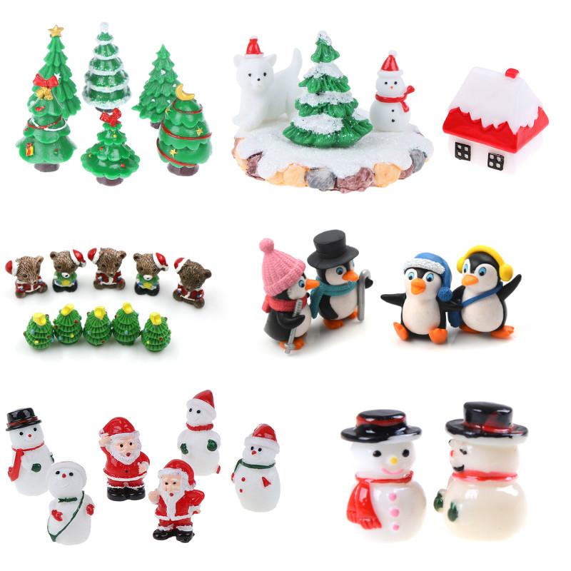 

Good Quality 1-5pcs Christmas Tree Miniature Figurine Snowman Bear Decoration For Home Kawaii Diy Fairy Garden Ornaments