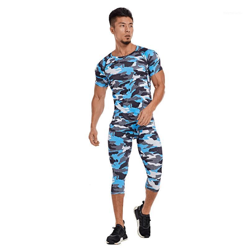 

Running Sets Gym Sportswear Men Suit Fitness T-shirt Pants Sports Training Clothes Breathable Jogging Pants Men Gym Clothing1, Blue