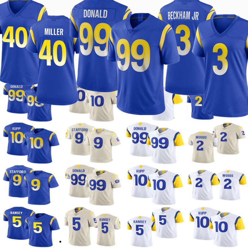 

9 Matthew Stafford jersey Men women Los 3 Odell Beckham Jr. 40 Von Miller Angeles 99 Aaron Donald 2 Robert Woods 5 Jalen Ramsey Rames 10 Coo, Black;red