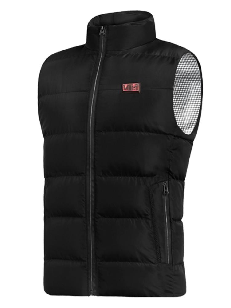

9 Heating Areas Heated Vest Jacket USB Men Winter Electrical Heated Sleevless Jacket Travel Outdoor Waistcoat Hiking -4XL, Black