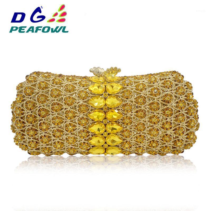 

Dazzling Socialite Luxury Gray Women Crystal Clutch Evening Bags Bridal Diamond Wedding Clutches Bag Metal Hardcase Handbag1, Gold