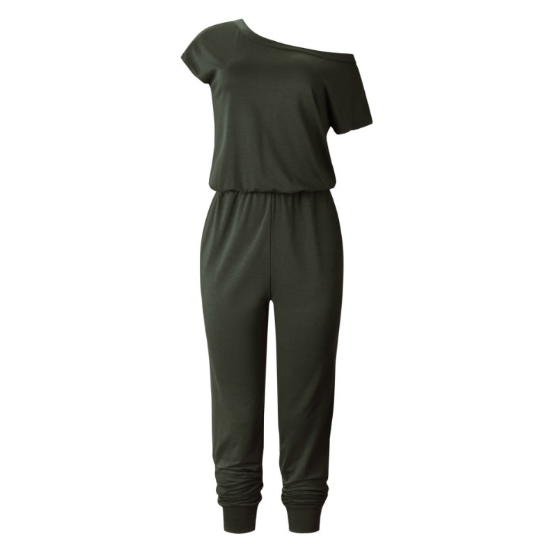 

2021 New Hot Spring-summer Sale Fashion Sexy-style Off the Shoulder Stylish Styling Slimming Short Jumpsuit Sleeve TJNK, Black