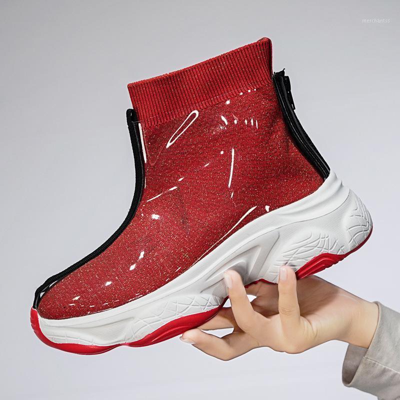 

Autumn And Winter Fashion Trend, Thick-Soled Increase, Wild Mid-High State Socks Boots Casual Women'S Shoes Old Shoes1, Black
