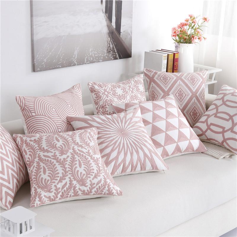 

1PC Nordic Geometric Cushion Cover Emboridered Canvas Cotton Pillow Case High Quality Sofa Car Home Decorative Pillowcases