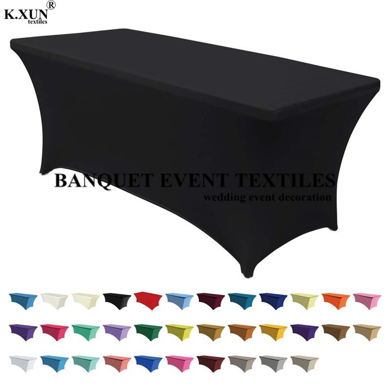 

White Black Wedding Spandex Table Cloth Lycra Table Cover Rectangle Linen Hotel Banquet Party Meeting Decoration