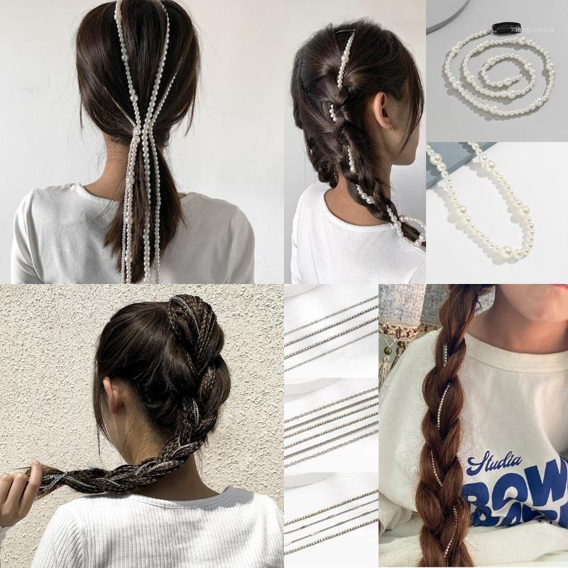 

Hair Clips & Barrettes Simulated Pearl Long Tassel/Chain Bridal Wedding Accessories Clip Women Party Jewelry, Golden;silver