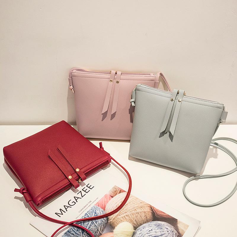 

2021 small square bag double zipper shoulder messenger bag casual women's mobile phone