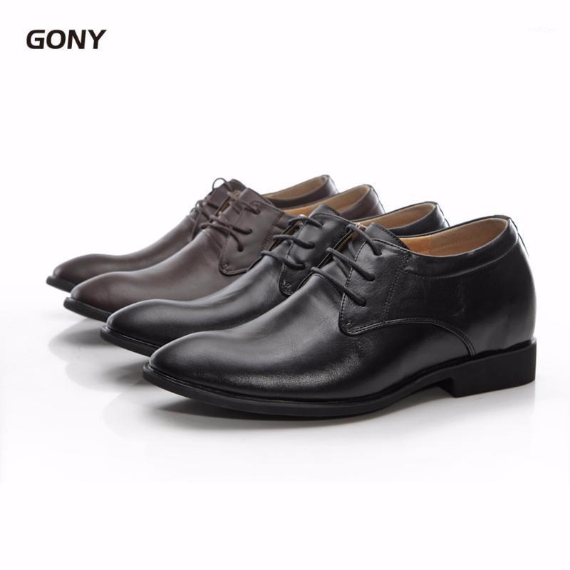 

High-quality Height Increasing 5.5 CM Men's Genuine Leather Lace up Dress Elevator Shoes for Wedding Party Wear1, Brown 8128