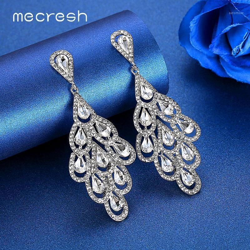 

Mecresh Statement Teardrop Crystal Large Dangle Earrings 2020 Fashion Jewelry Rhinestone Leaf Big Women Wedding Earrings MEH15761