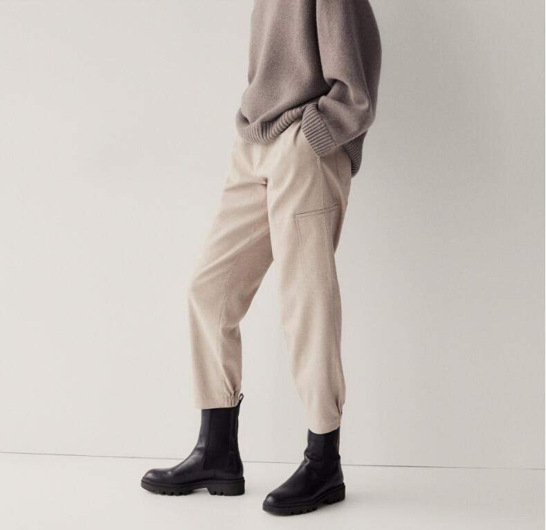 

Women Pants European and American Ladies Elastic Waist Jogging Ladies Casual Pants, Light brown