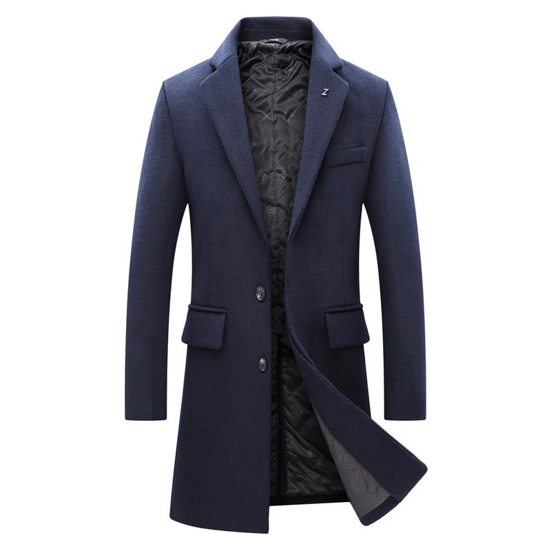 

JUSTAR Men's autumn and winter new single cashmere and cotton heavy woolen overcoat, Black