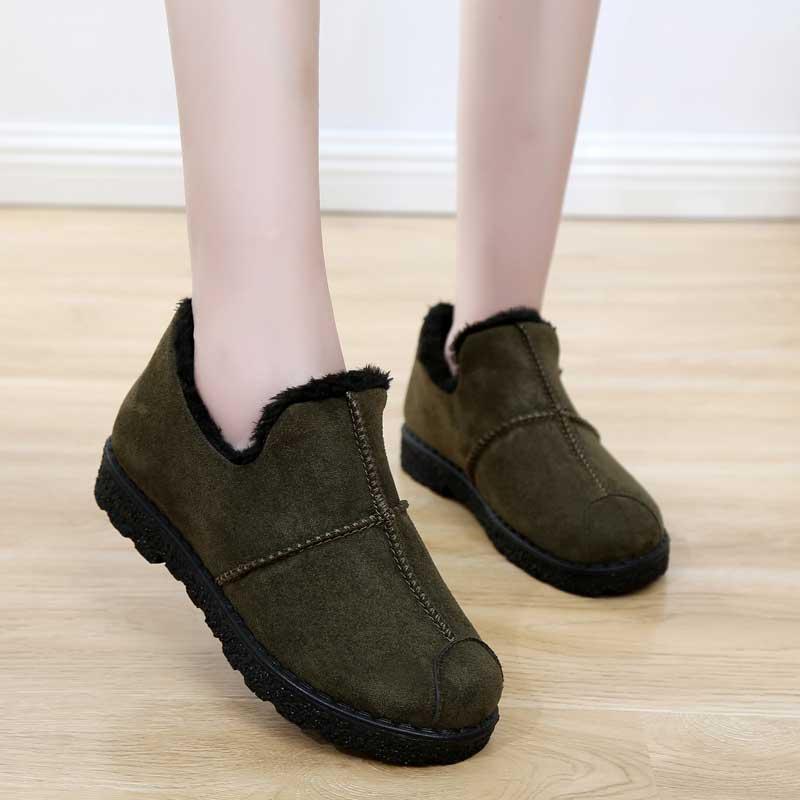 

Beijing winter cotton shoes and boots, comfortable non-slip and pile warm flat bottom boots, high quality winter cotton boots, Black