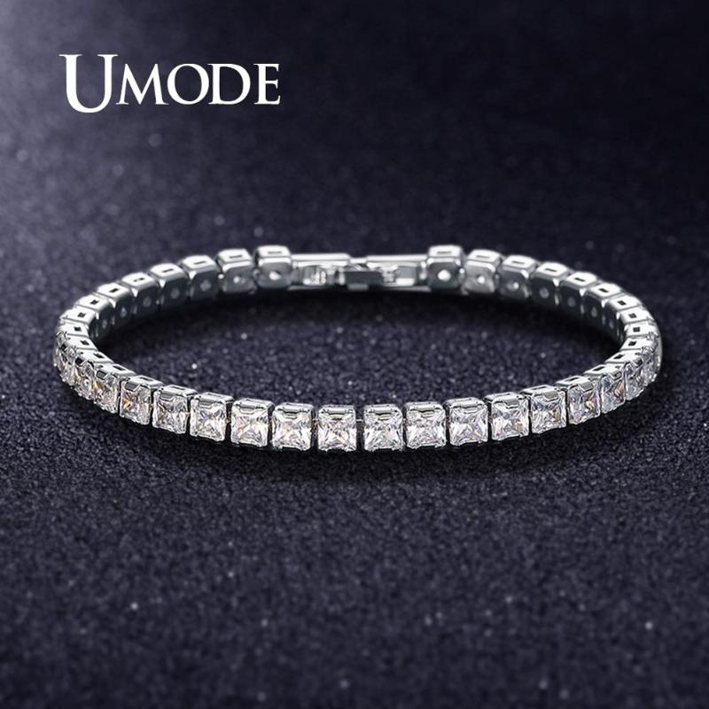 

UMODE 0.25ct Clear Square Cubic Zirconia Tennis Bracelet for Men Women Wedding Luxury Jewelry 0.16 inches Femme Moda UB0178A