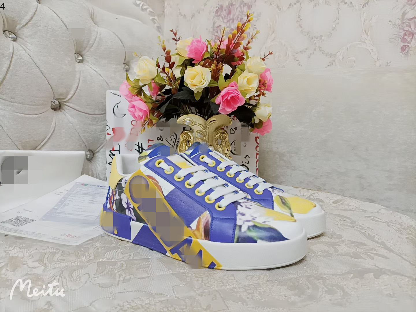 

Fashion Best Top Quality real leather Handmade Multicolor Gradient Technical sneakers men women famous shoes Trainers size35-45 KMJN0001