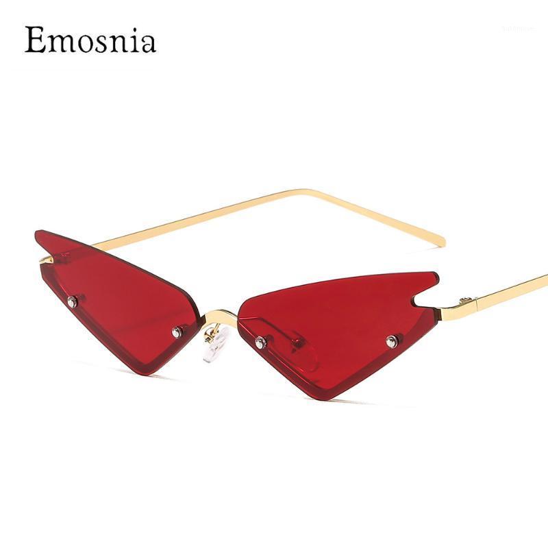 

Summer Rimless Cat Eye Sunglasses 2020 Women Luxury Gold Metal Frame Sun Glasses Trend Brand Narrow Triangle Cateyes Red Shades1