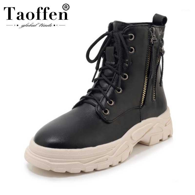

Taoffen Plus Size 29-46 Ladies Ankle Boots Zipper Round Toe Brand Shoes Women Winter Keep Warm Fur Botas Female Footwear1, White without fur