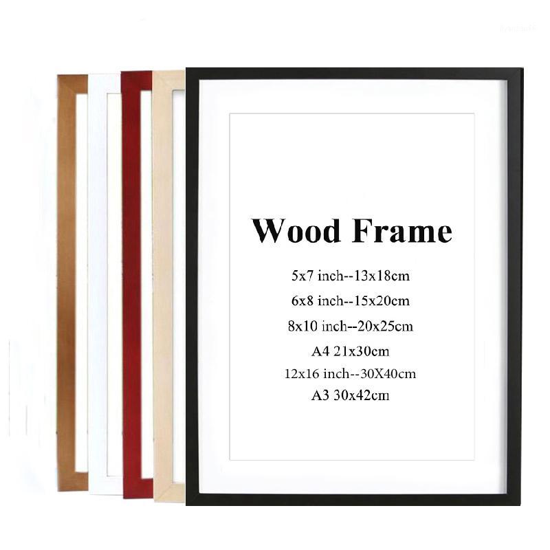 

Natural solid wood frame with wall mounted hardware pad A4 A3 black and white red and blue color picture frame1