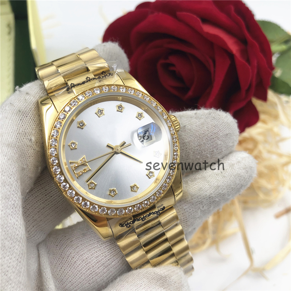 

Top HOT Mens Automatic Watch Noctilucent Business Waterproof Luxury Watch Steel Diamond Strap Relogio Women 36MM, Watch strap tools